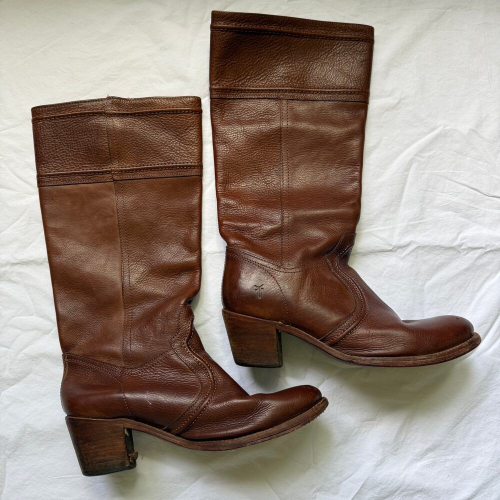 Frye Jane Tall Leather Boots Brown Size 10 Riding Boots Western Classic